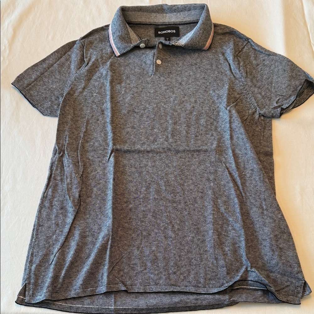 Bonobos Black Fine Stripe Polo Shirt With Stripe Collar